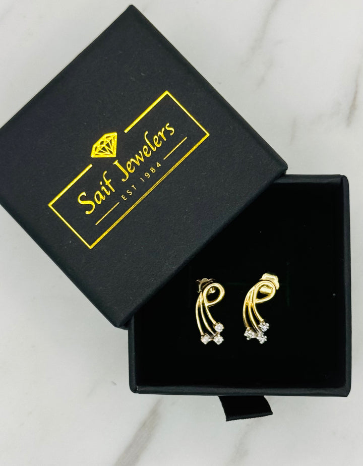 14K GOLD SWIRL DIAMOND STUDS