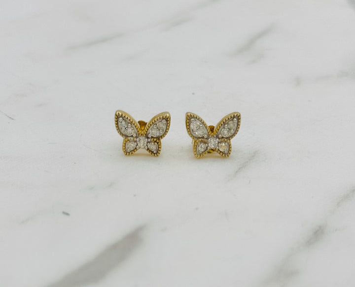 10K GOLD BUTTERFLY DIAMOND STUDS