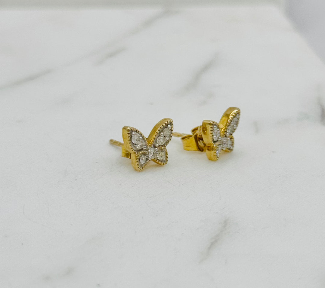 10K GOLD BUTTERFLY DIAMOND STUDS