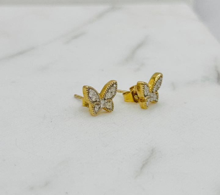 10K GOLD BUTTERFLY DIAMOND STUDS