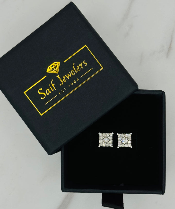 10K GOLD SQUARE DIAMOND STUDS