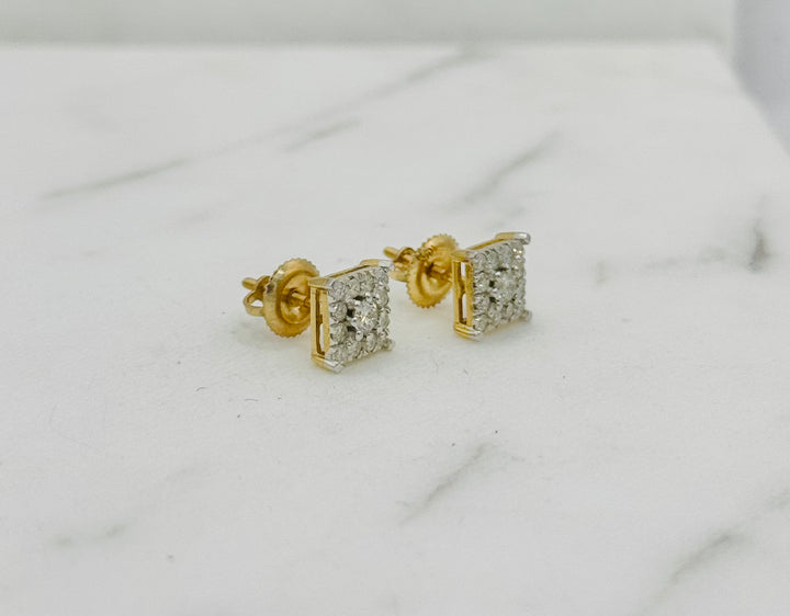 10K GOLD SQUARE DIAMOND STUDS