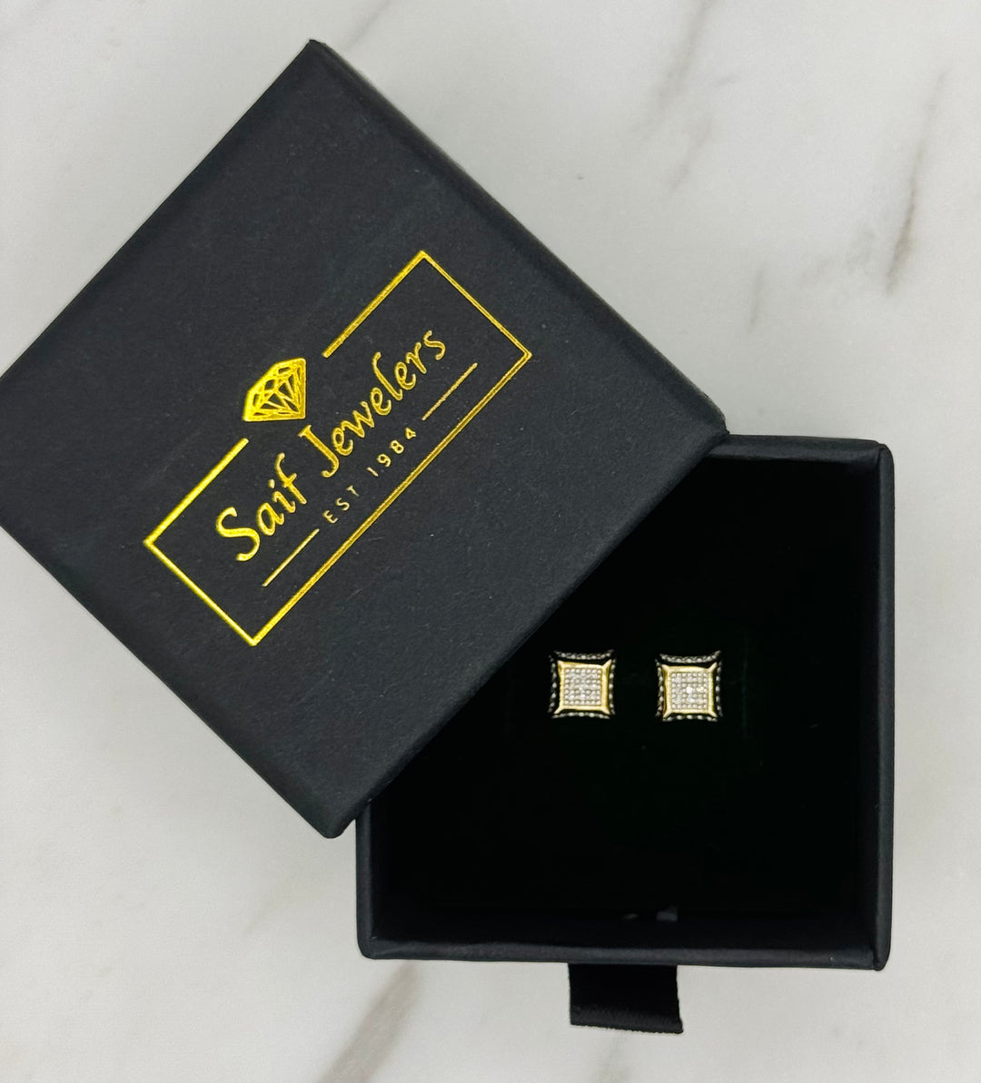 10K GOLD SQUARE DIAMOND STUDS
