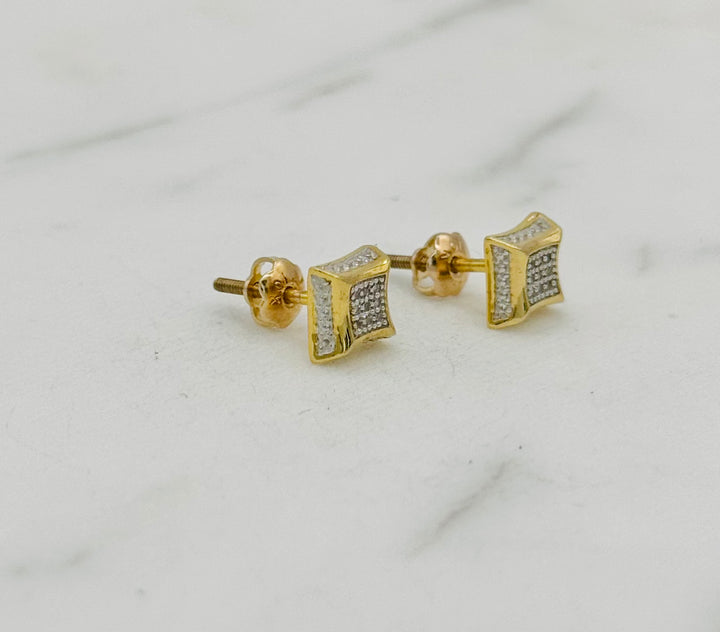 10K GOLD SQUARE DIAMOND STUDS