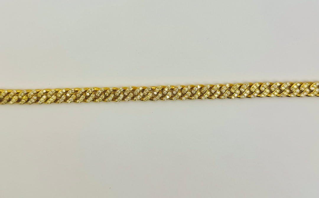 10K GOLD WITH DIAMONDS CUBAN BRACELET