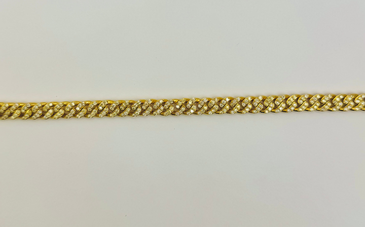 10K GOLD WITH DIAMONDS CUBAN BRACELET
