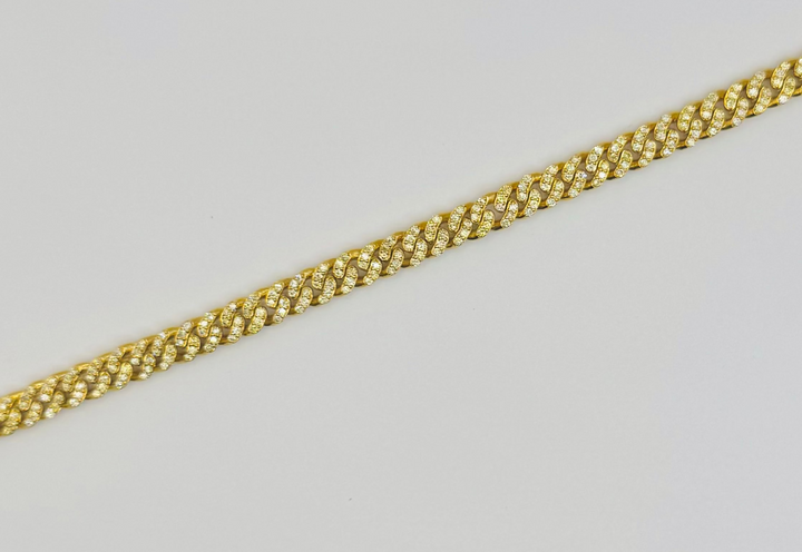 10K GOLD WITH DIAMONDS CUBAN BRACELET