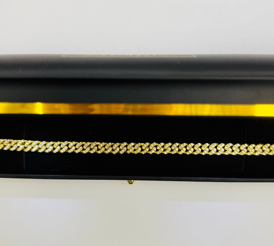 10K GOLD WITH DIAMONDS CUBAN BRACELET