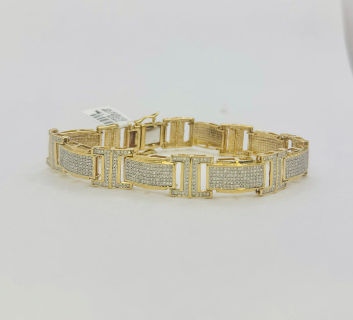 10K GOLD WITH DIAMONDS STUDDED LINK BRACELET