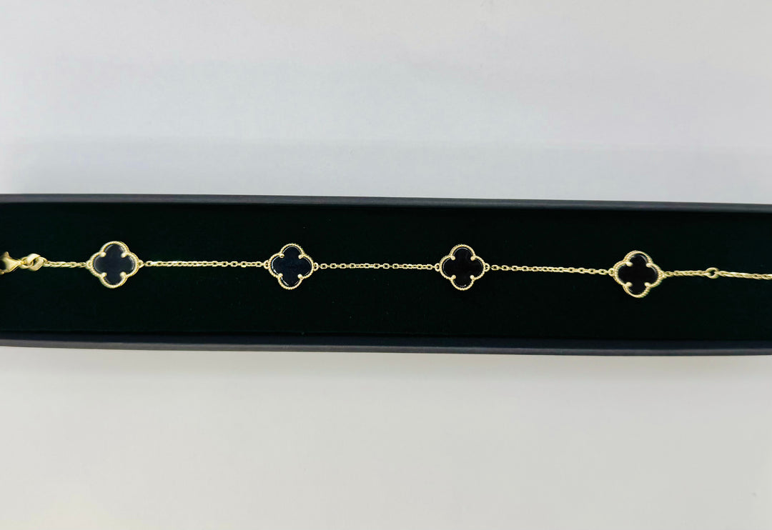 10K GOLD BLACK CLOVER BRACELET