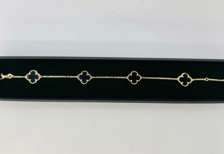 10K GOLD BLACK CLOVER BRACELET