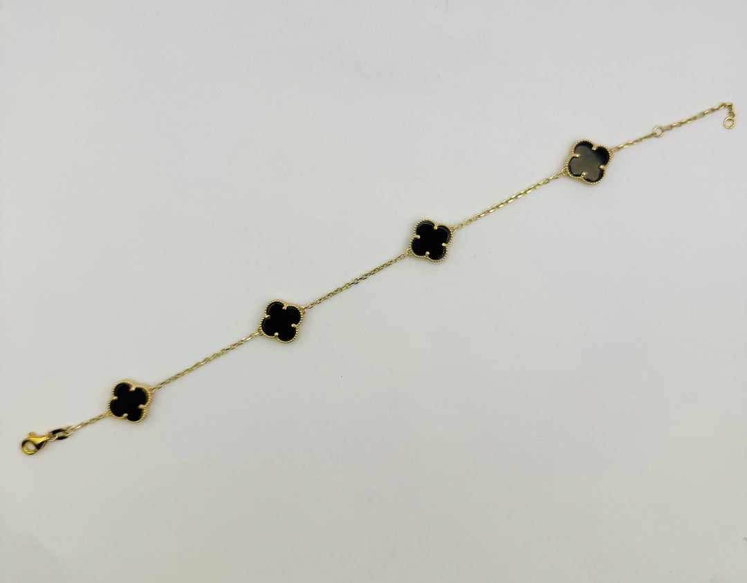 10K GOLD BLACK CLOVER BRACELET