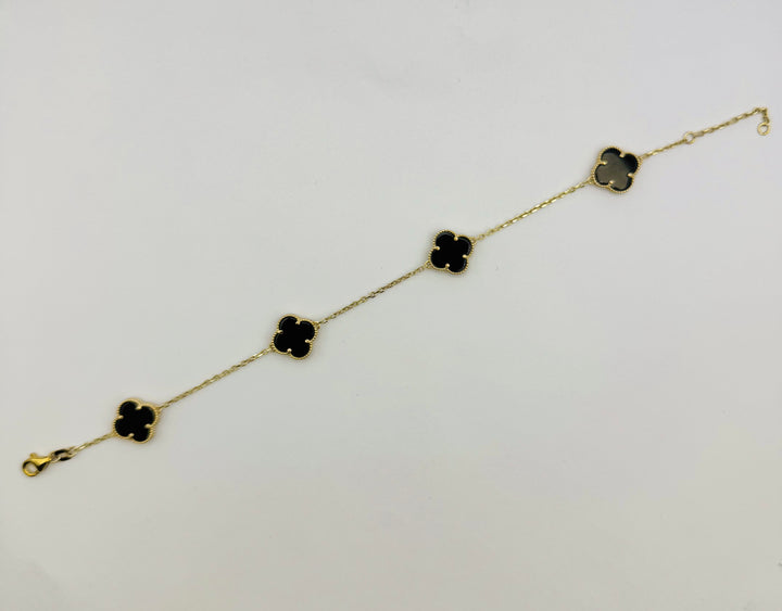 10K GOLD BLACK CLOVER BRACELET