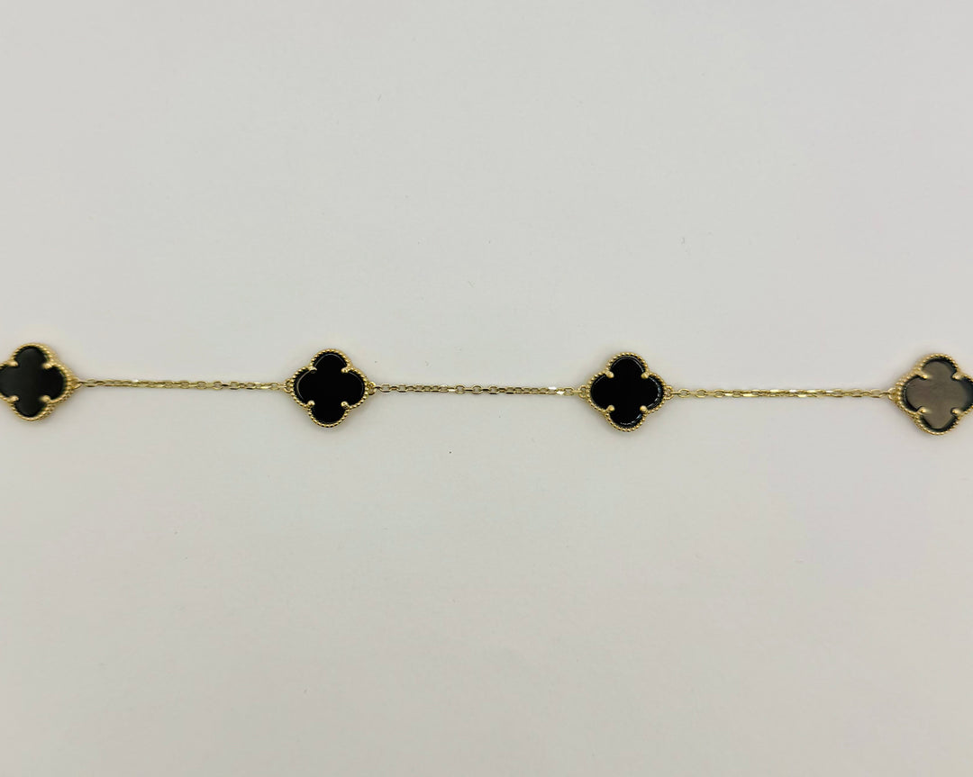 10K GOLD BLACK CLOVER BRACELET