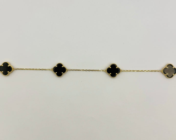 10K GOLD BLACK CLOVER BRACELET