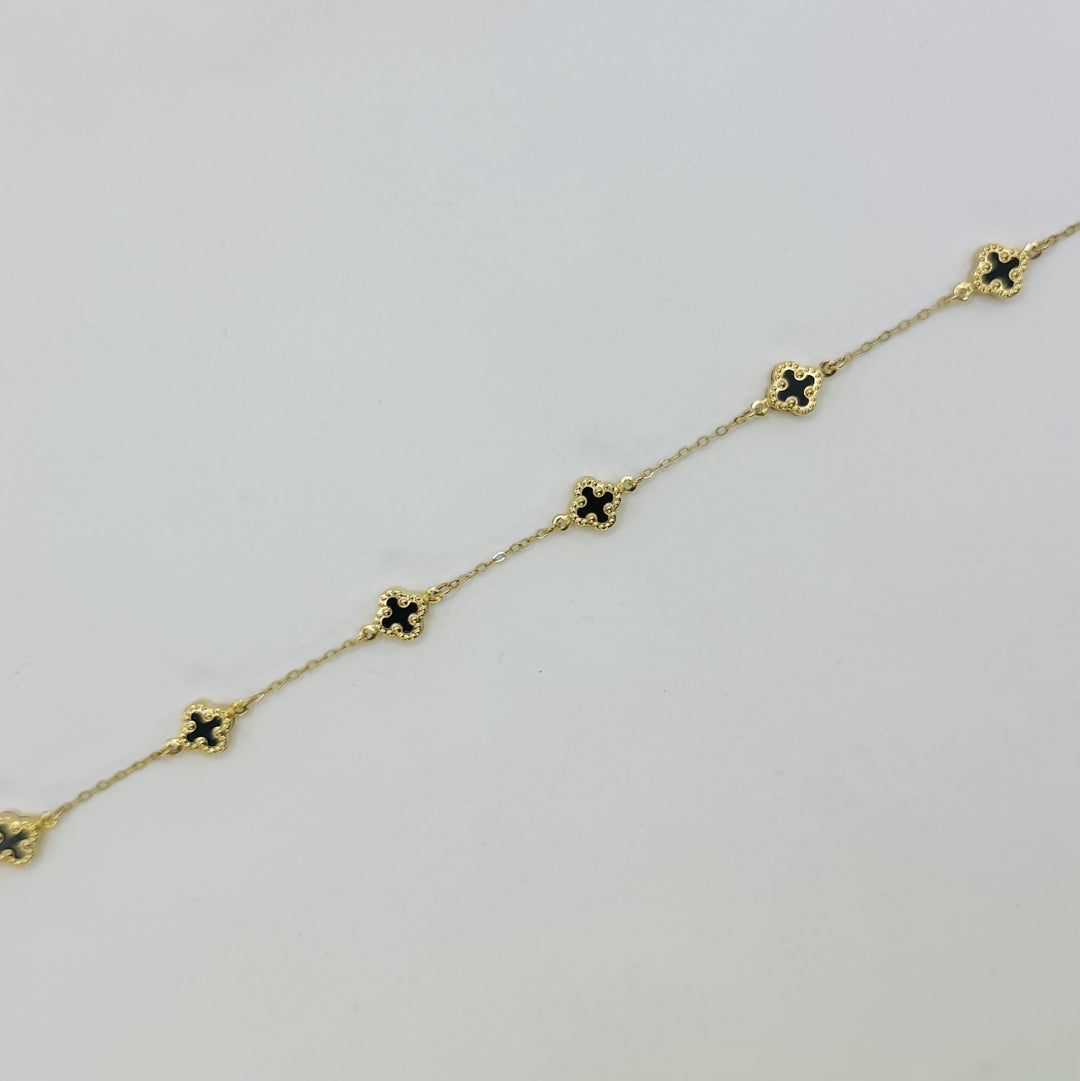 10K GOLD BLACK CLOVER BRACELET