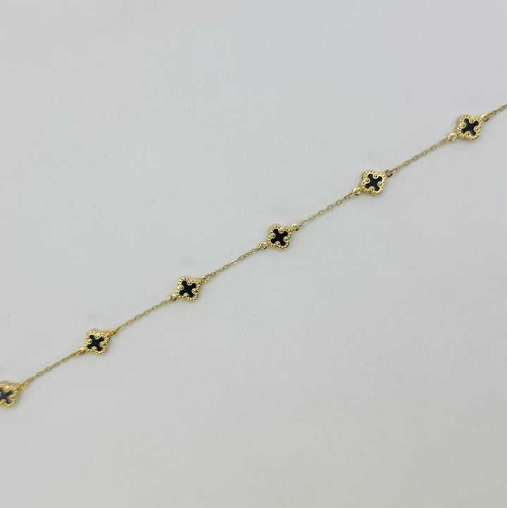 10K GOLD BLACK CLOVER BRACELET