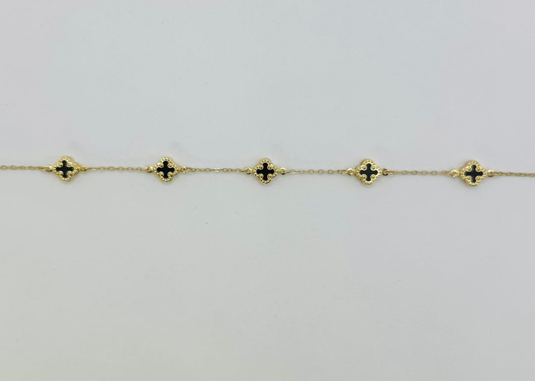 10K GOLD BLACK CLOVER BRACELET