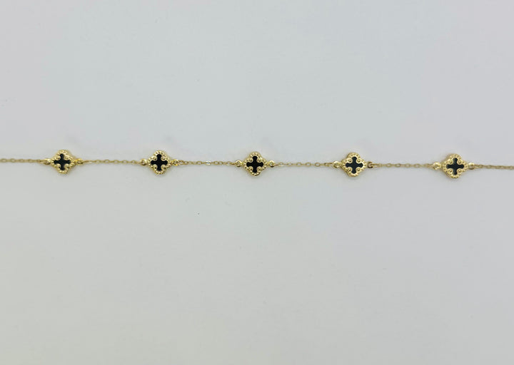 10K GOLD BLACK CLOVER BRACELET
