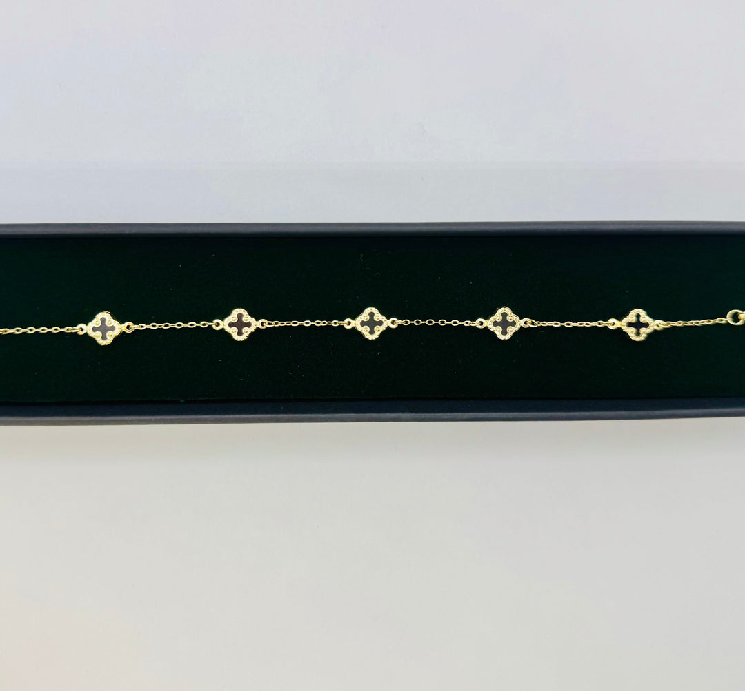 10K GOLD BLACK CLOVER BRACELET