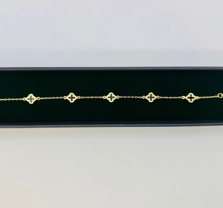 10K GOLD BLACK CLOVER BRACELET