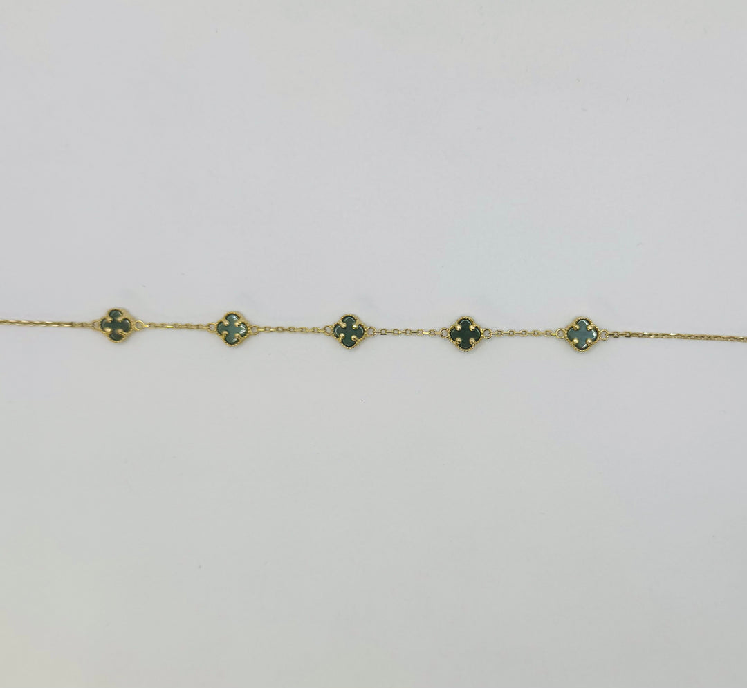 10K GOLD GREEN CLOVER BRACELET
