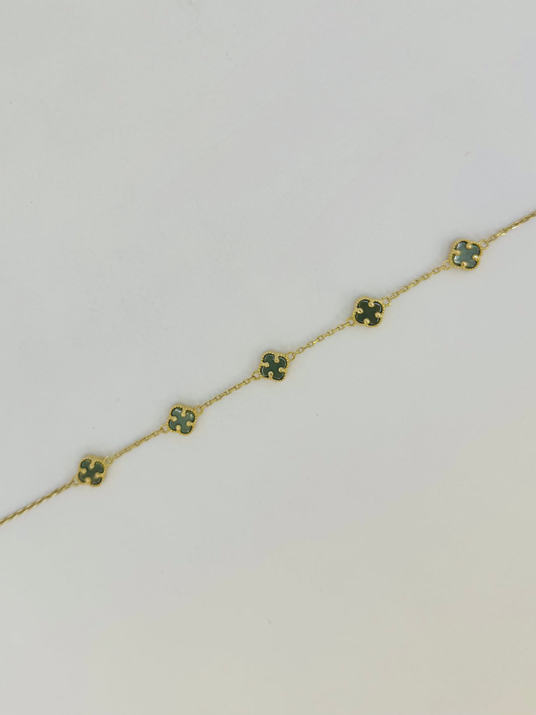 10K GOLD GREEN CLOVER BRACELET