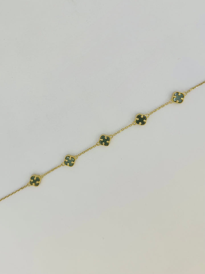 10K GOLD GREEN CLOVER BRACELET