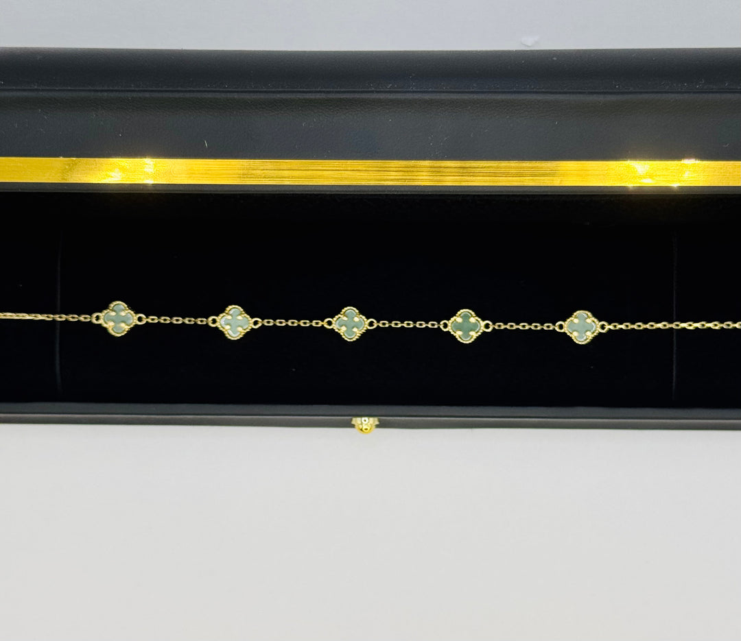 10K GOLD GREEN CLOVER BRACELET