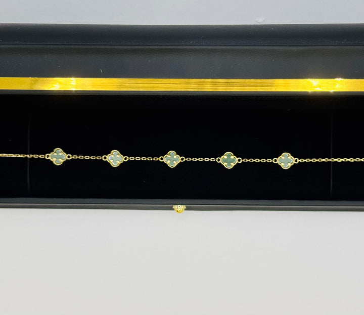 10K GOLD GREEN CLOVER BRACELET