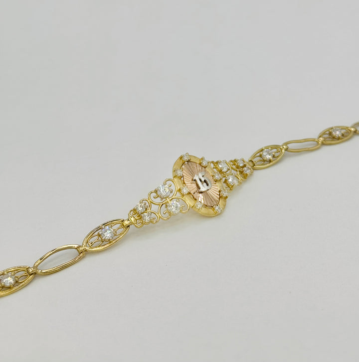 10K GOLD CZ QUINCEAÑERA BRACELET