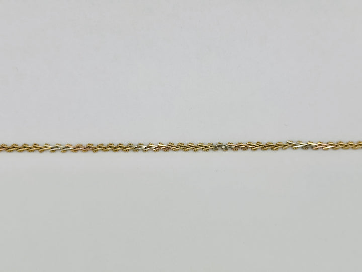 14K TRI GOLD WHEAT LINK BRACELET