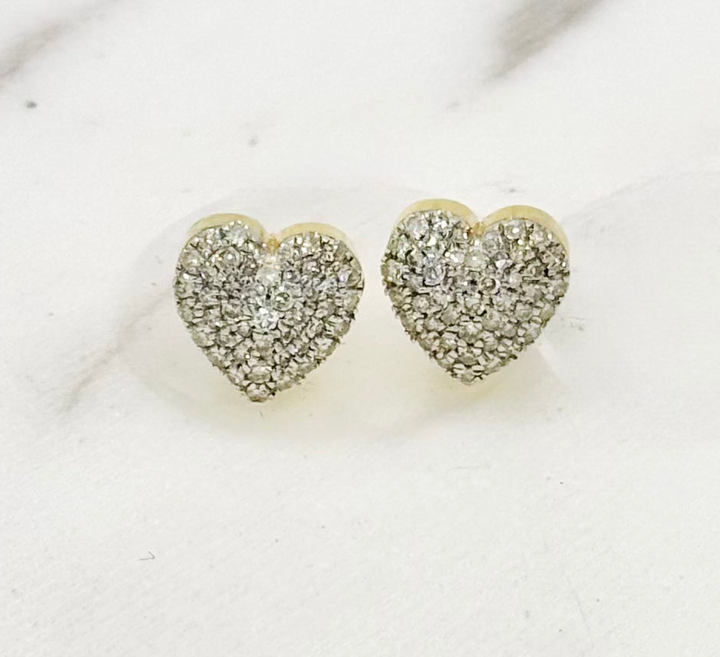 10K GOLD HEART DIAMOND STUDS