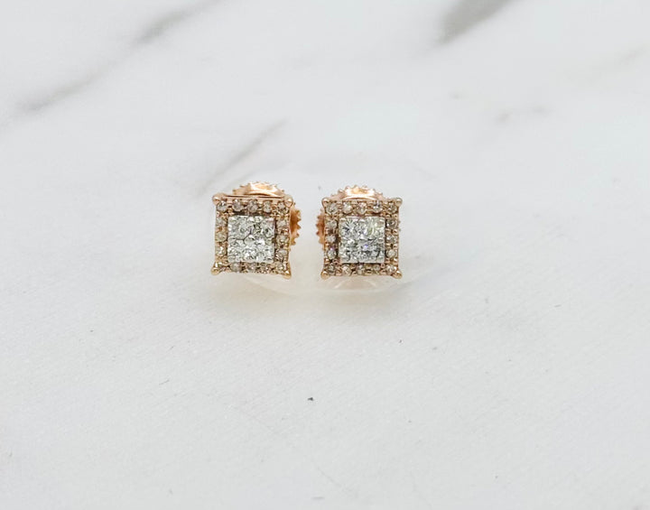 10K GOLD SQUARE DIAMOND STUDS