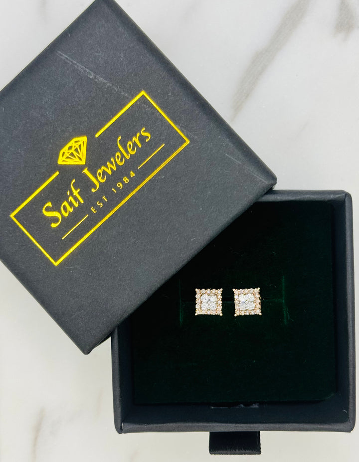 10K GOLD SQUARE DIAMOND STUDS