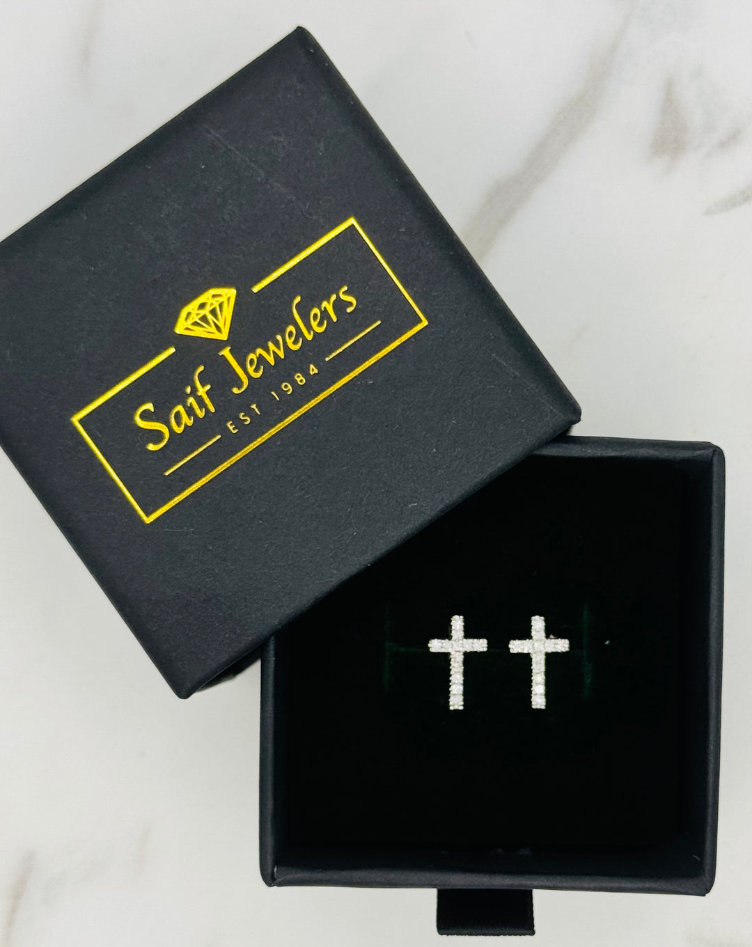 10K GOLD CROSS DIAMOND STUDS