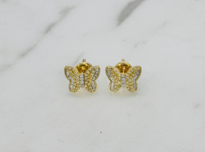 10K GOLD BUTTERFLY DIAMOND STUDS