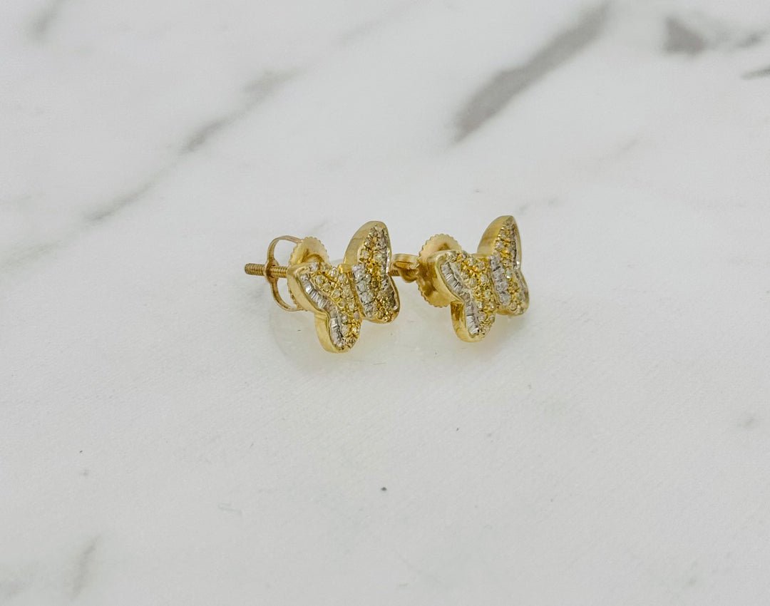 10K GOLD BUTTERFLY DIAMOND STUDS