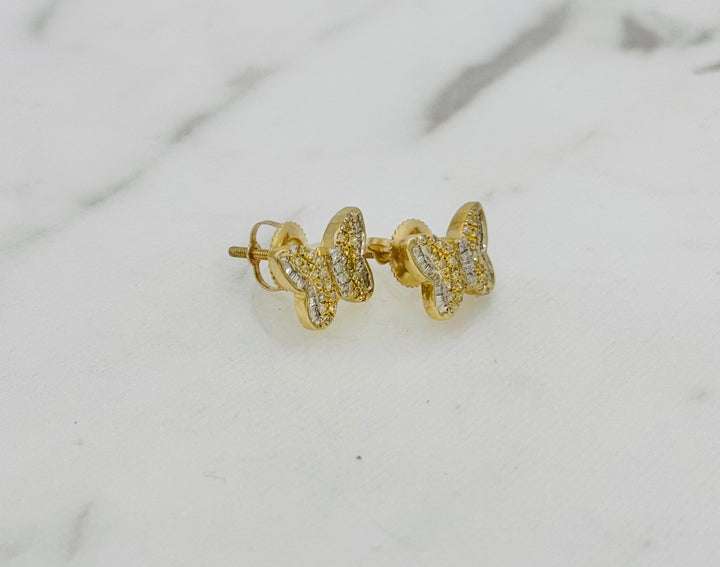 10K GOLD BUTTERFLY DIAMOND STUDS