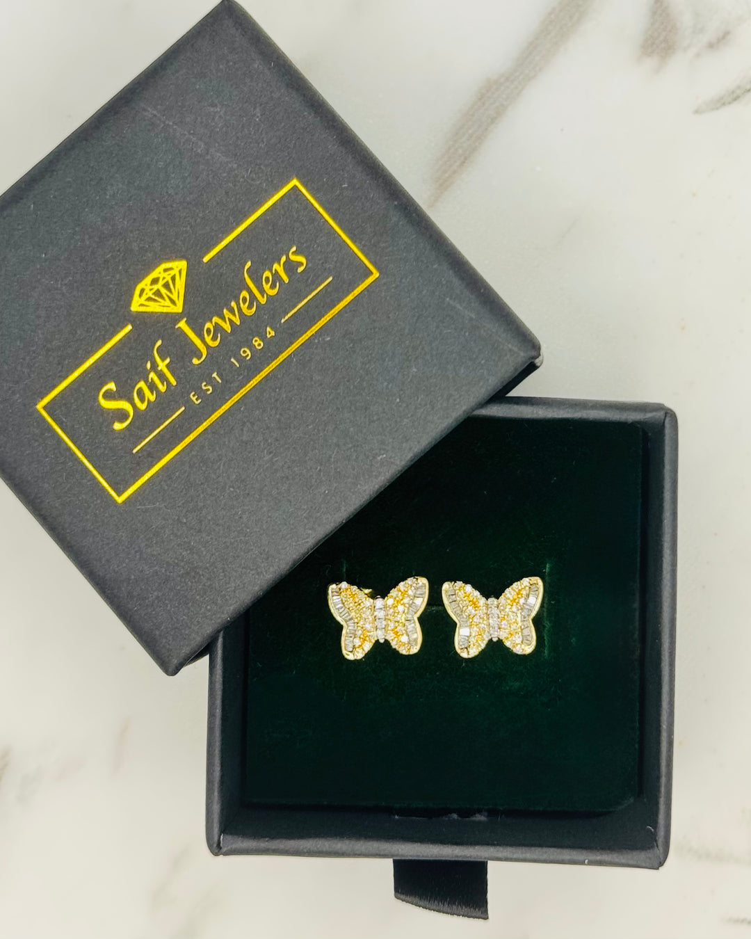 10K GOLD BUTTERFLY DIAMOND STUDS