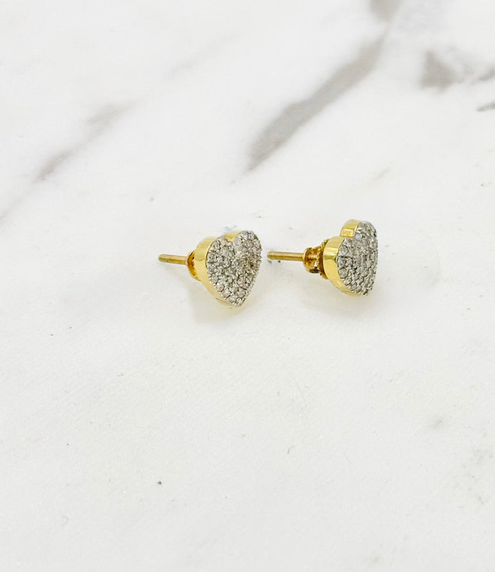 10K GOLD HEART DIAMOND STUDS