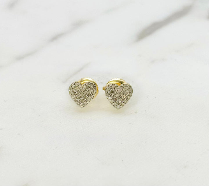 10K GOLD HEART DIAMOND STUDS