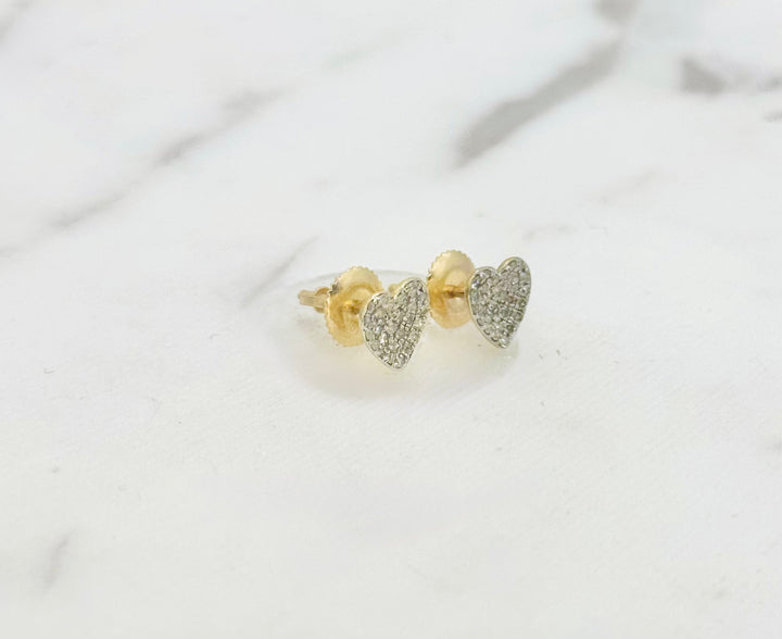 10K GOLD HEART DIAMOND STUDS