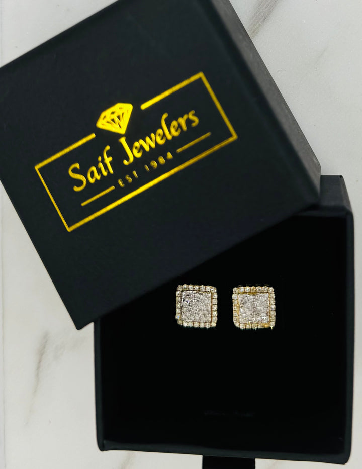 10K GOLD DIAMOND SQUARE STUDS