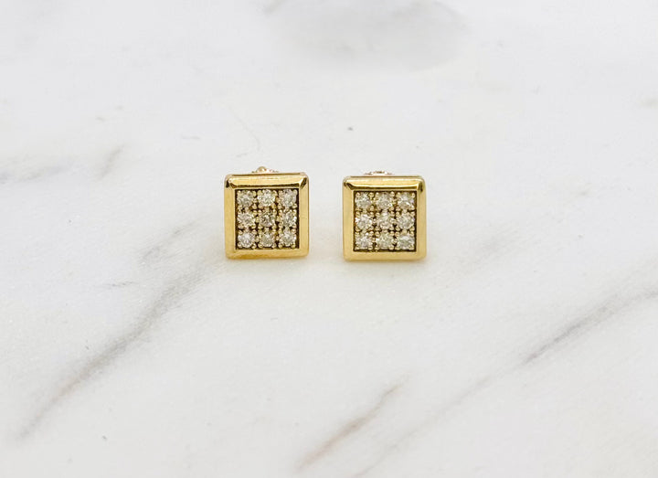 10K GOLD SQUARE DIAMOND STUDS