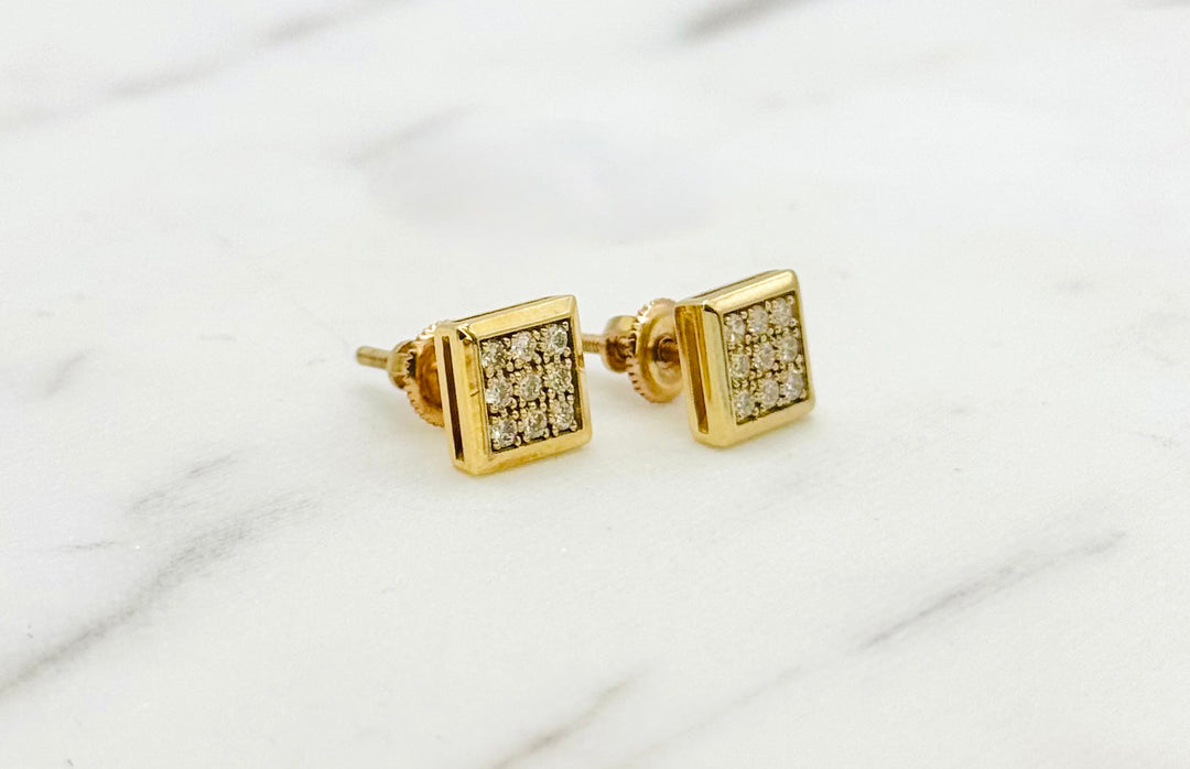 10K GOLD SQUARE DIAMOND STUDS