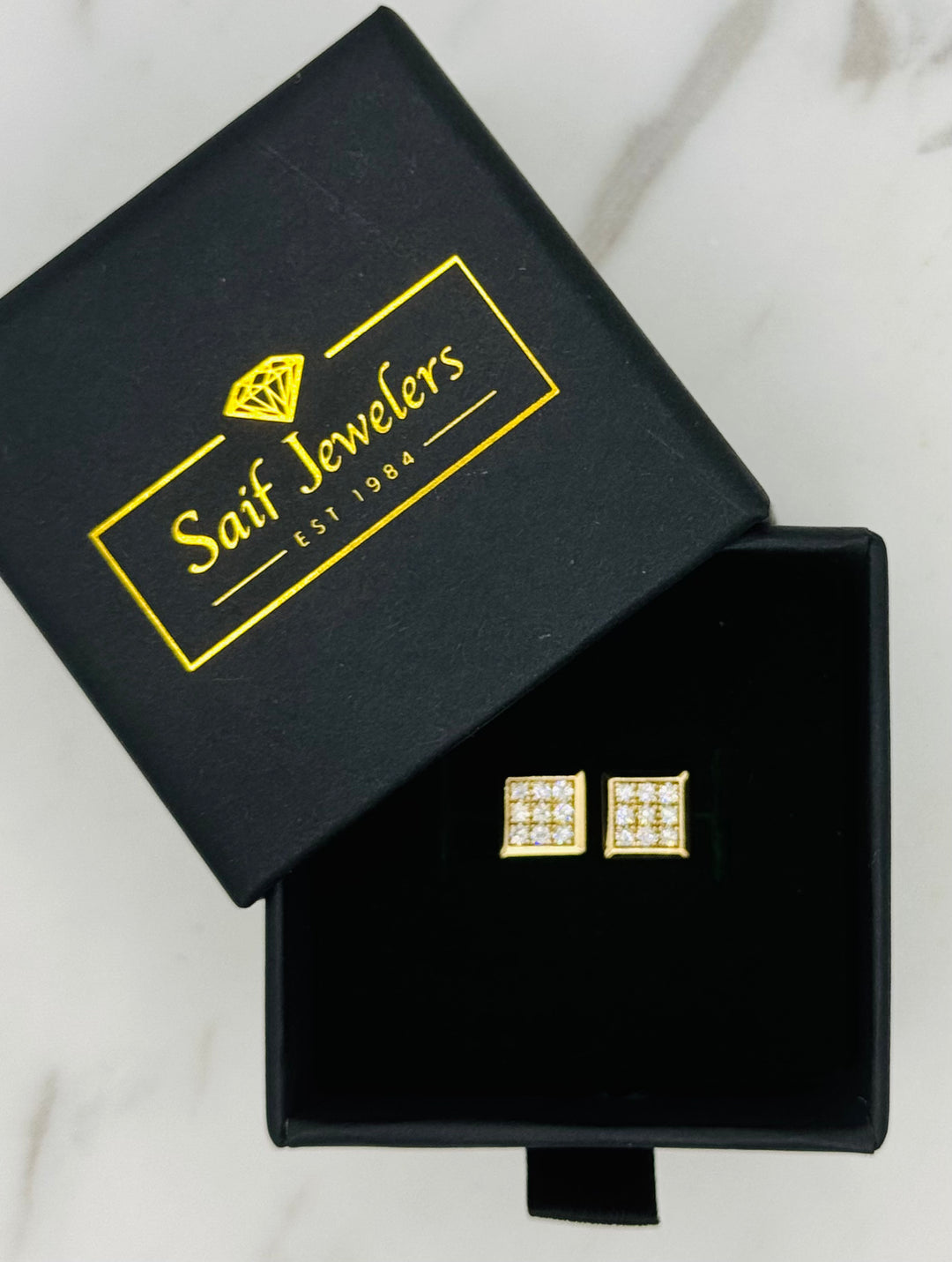 10K GOLD SQUARE DIAMOND STUDS