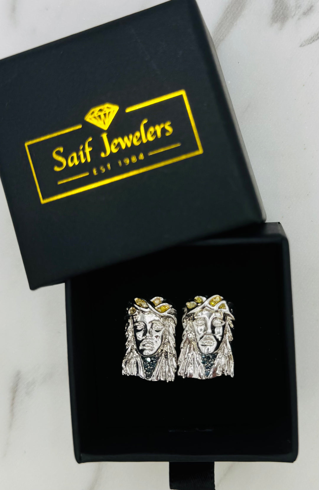 10K GOLD DIAMOND JESUS HEAD STUDS