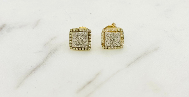 10K GOLD DIAMOND SQUARE STUDS