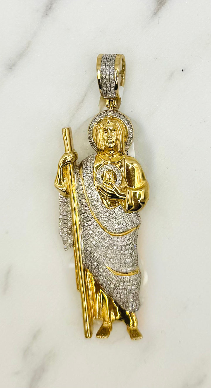 10K GOLD SAINT JUDE DIAMOND PENDANT